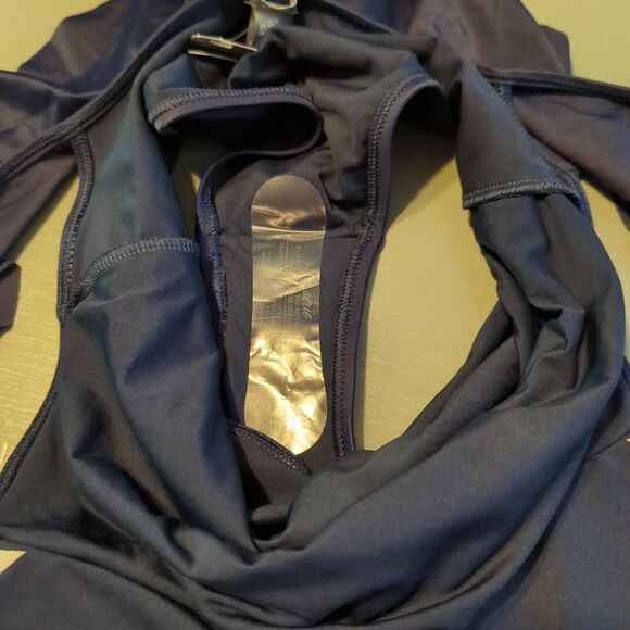 Aerie Cheeky Swimsuit One Piece Womens Medium Blue Long Ruffles Beach Pool - Picture 7 of 8